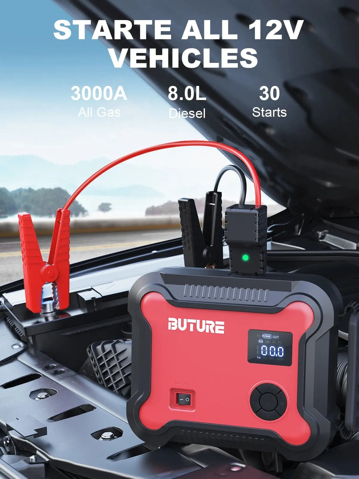 5in1 Auto Starthilfe Powerbank mit Luftkompressor, 3500A 26800mAh 150 PSI Led 5in1 Auto Starthilfe Powerbank mit Luftkompressor, 3500A 26800mAh 150 PSI Led